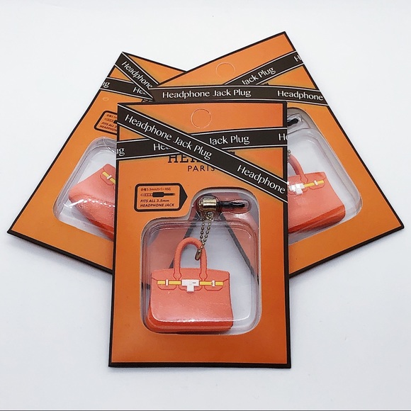Orange Silicone Purse Cell Phone Charm - Picture 1 of 3